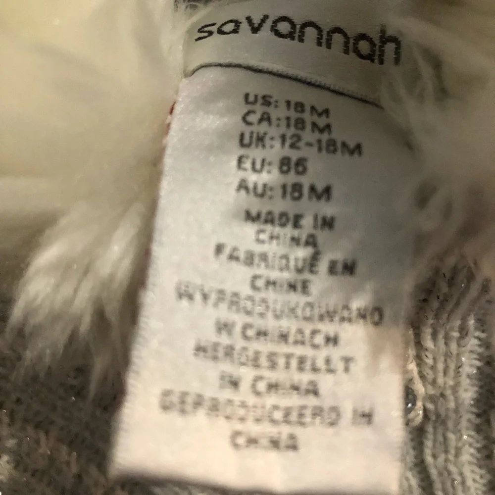Savannah Girls Silver Cable Knit Fur Hood Sweater 18M